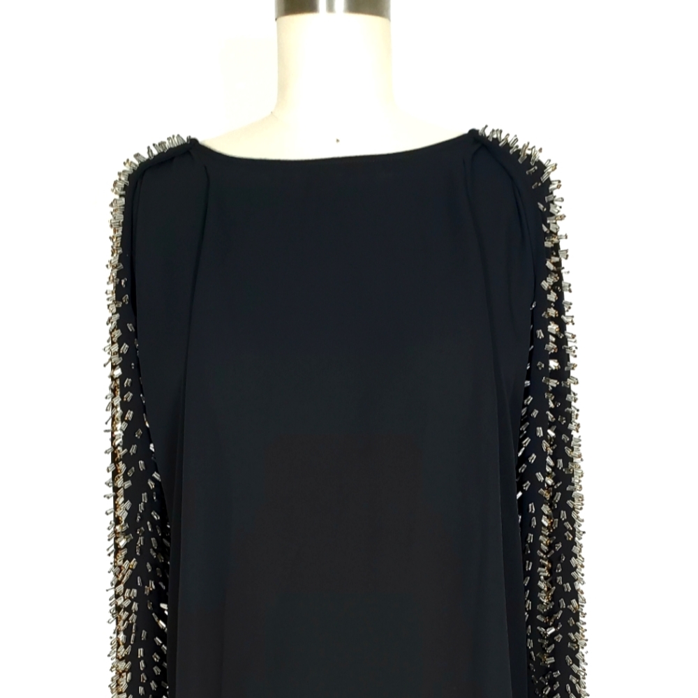 Black mini dress sleeve beaded